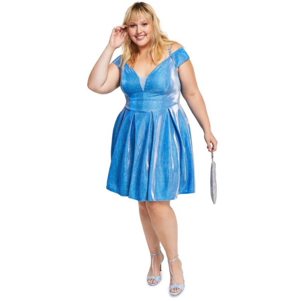 B Darlin Trendy Plus Size Off The Shoulder Fit Flare Dress